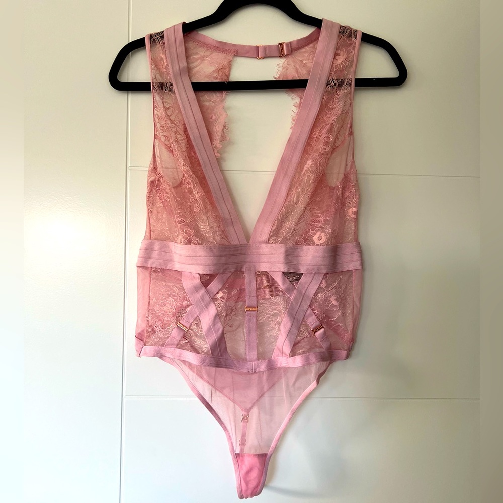 Honey Birdette Belinda Candy Pink Bodysuit L